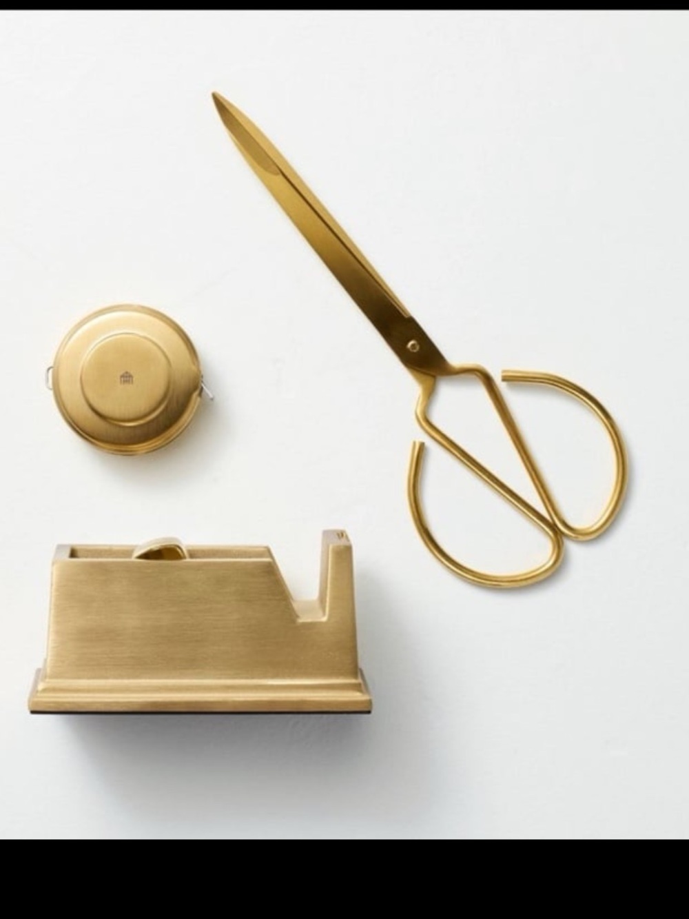 Hearth & Hand Magnolia 3pc Brass Scissor /Measuring Tape & Tape Dispenser Set